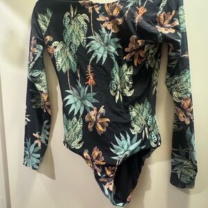 Tropical Leaf Print Kids Bodysuit